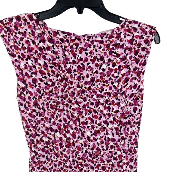 Ann Taylor Women Sleeveless Pink & Purple Abstract Print Draped Sheath Dress Siz - Picture 7 of 7